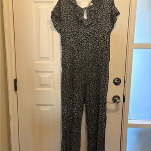 Roxy Black and White Floral Jumpsuit